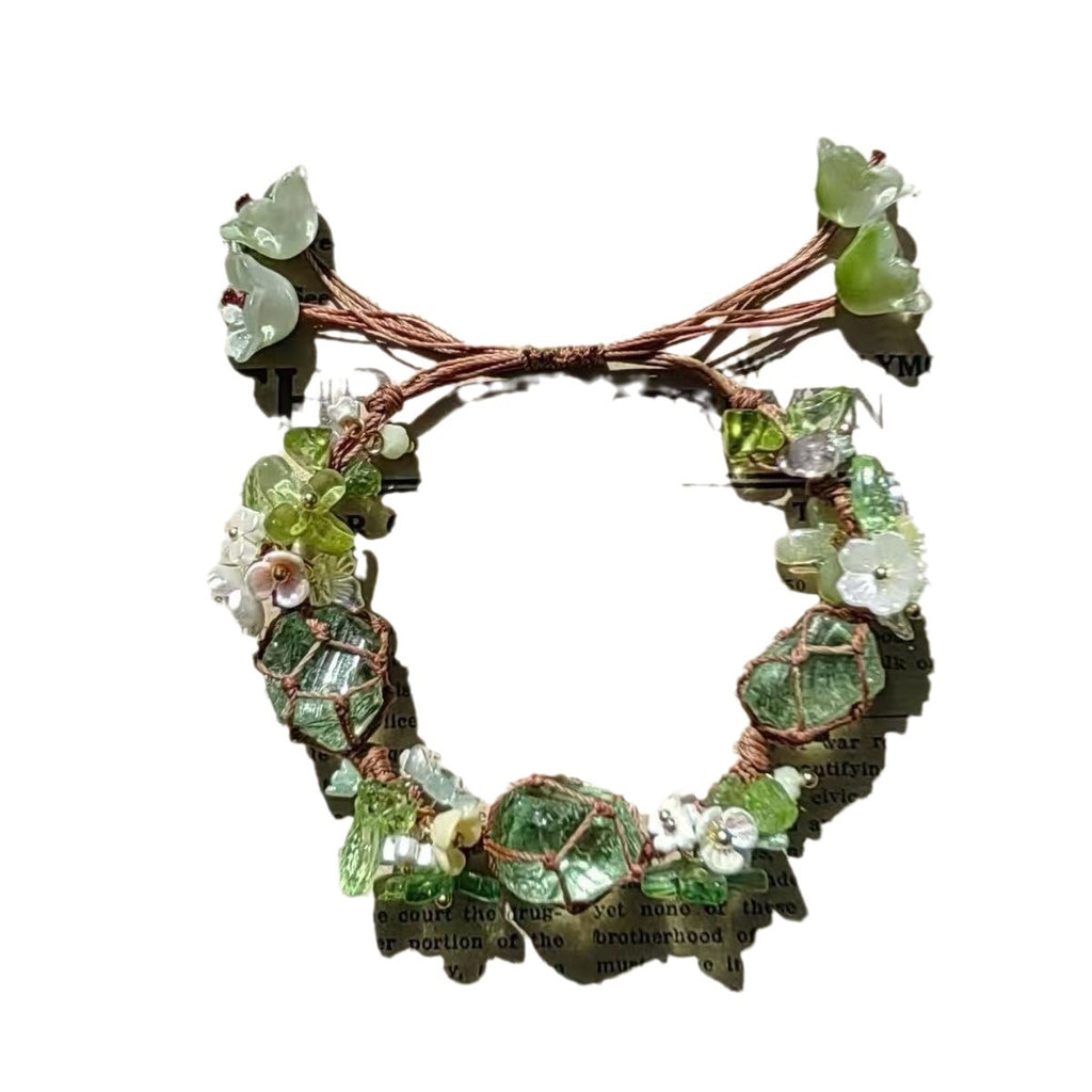 Floral garland style new handmade crystal raw stone bracelet