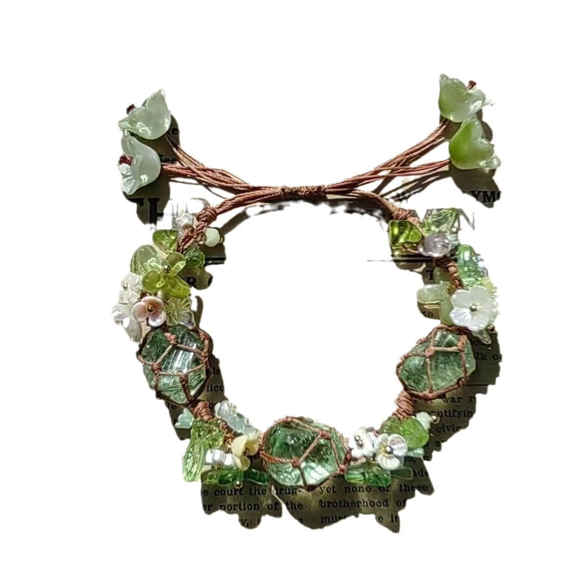 Floral garland style new handmade crystal raw stone bracelet