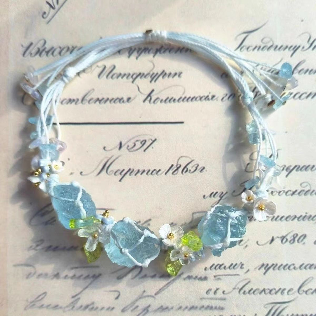 Small wreath raw stone ins bracelet crystal hand-woven mesh bag jewelry
