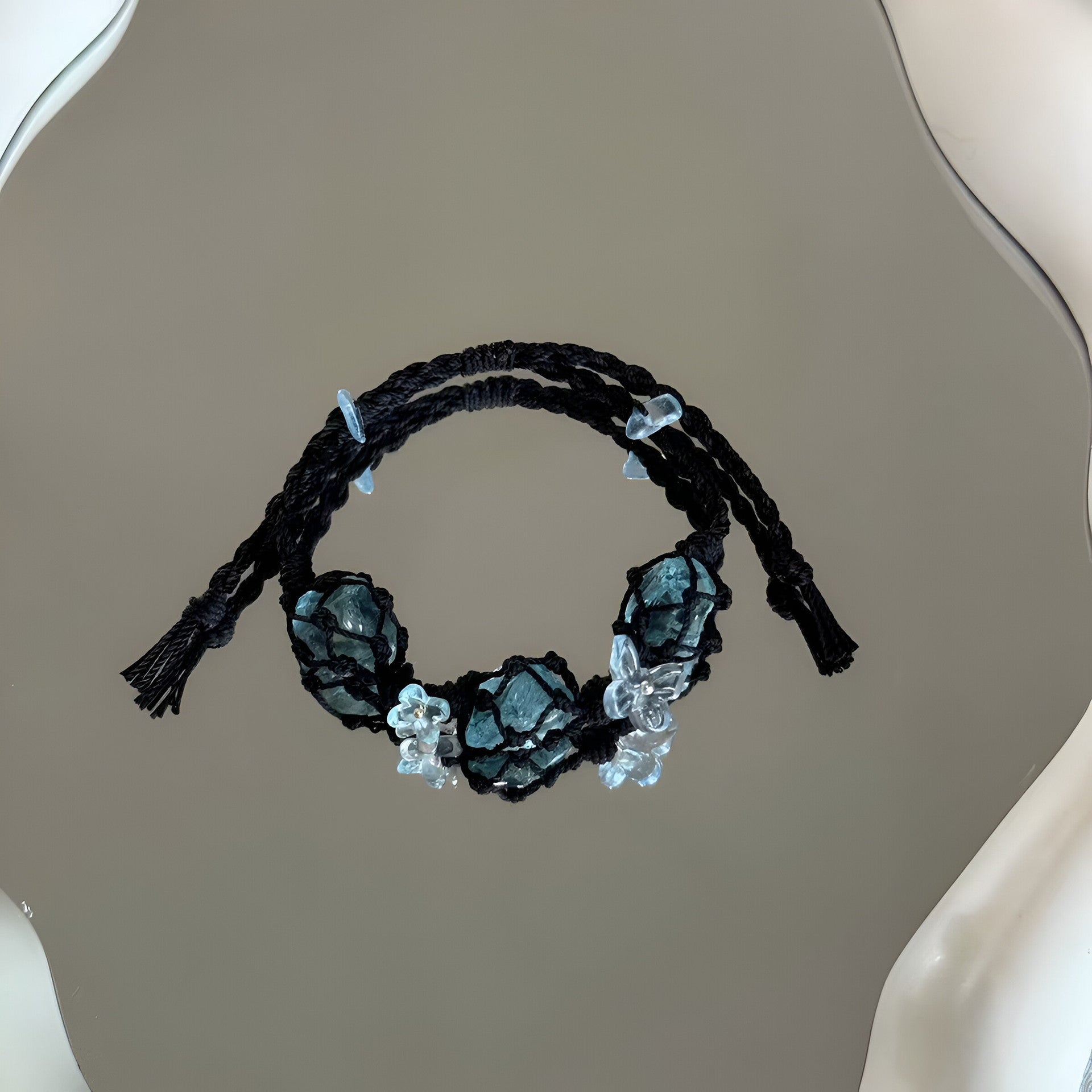 Hand-woven crystal bracelet couple bracelet deep sea blue