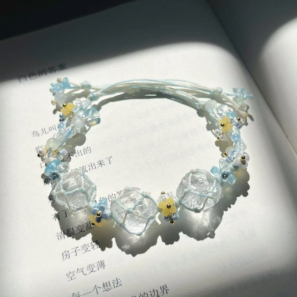 Handmade crystal flower garland bracelet