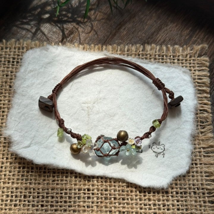 Transparent blue crystal bracelet hand-woven bracelet