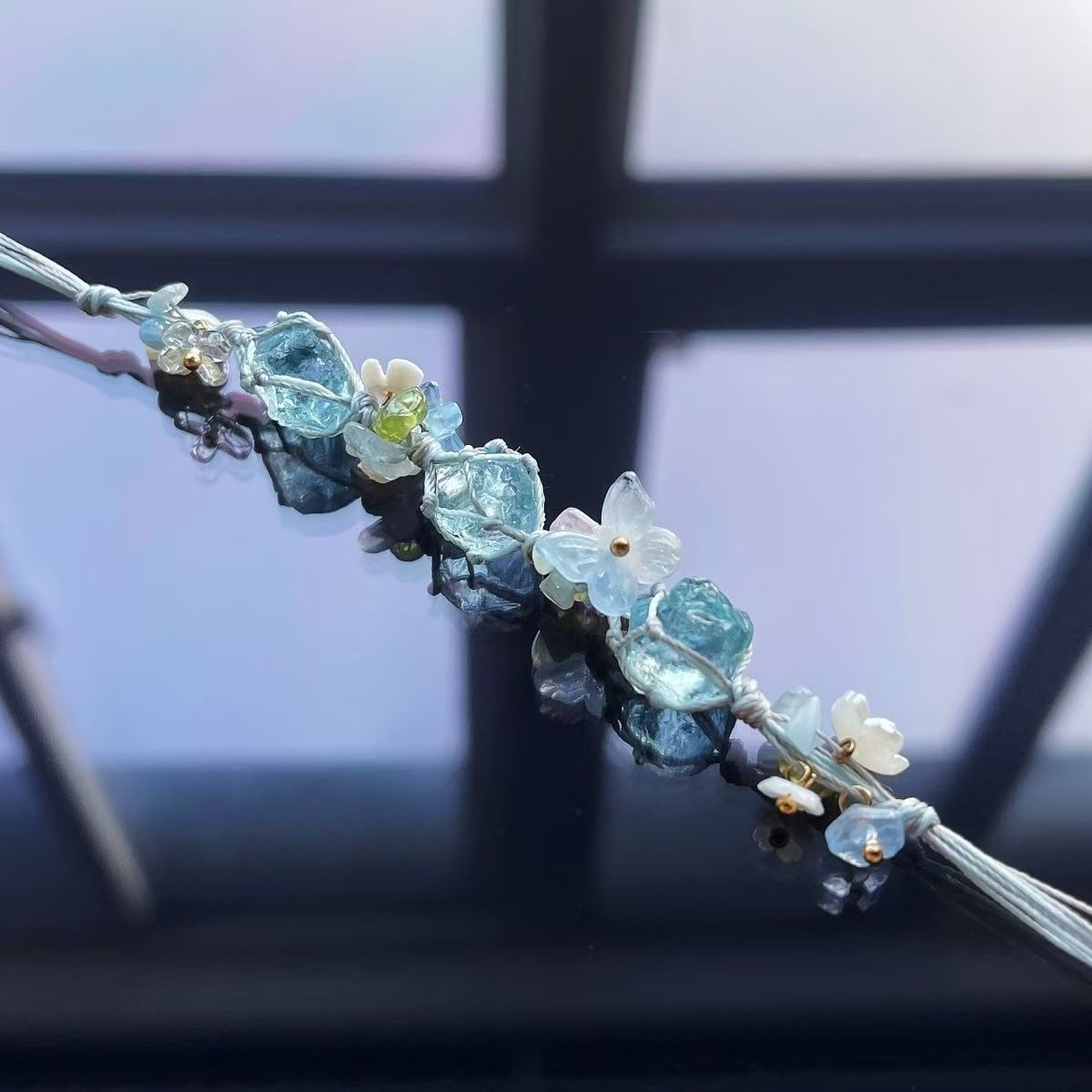 Original design crystal raw stone braided bracelet
