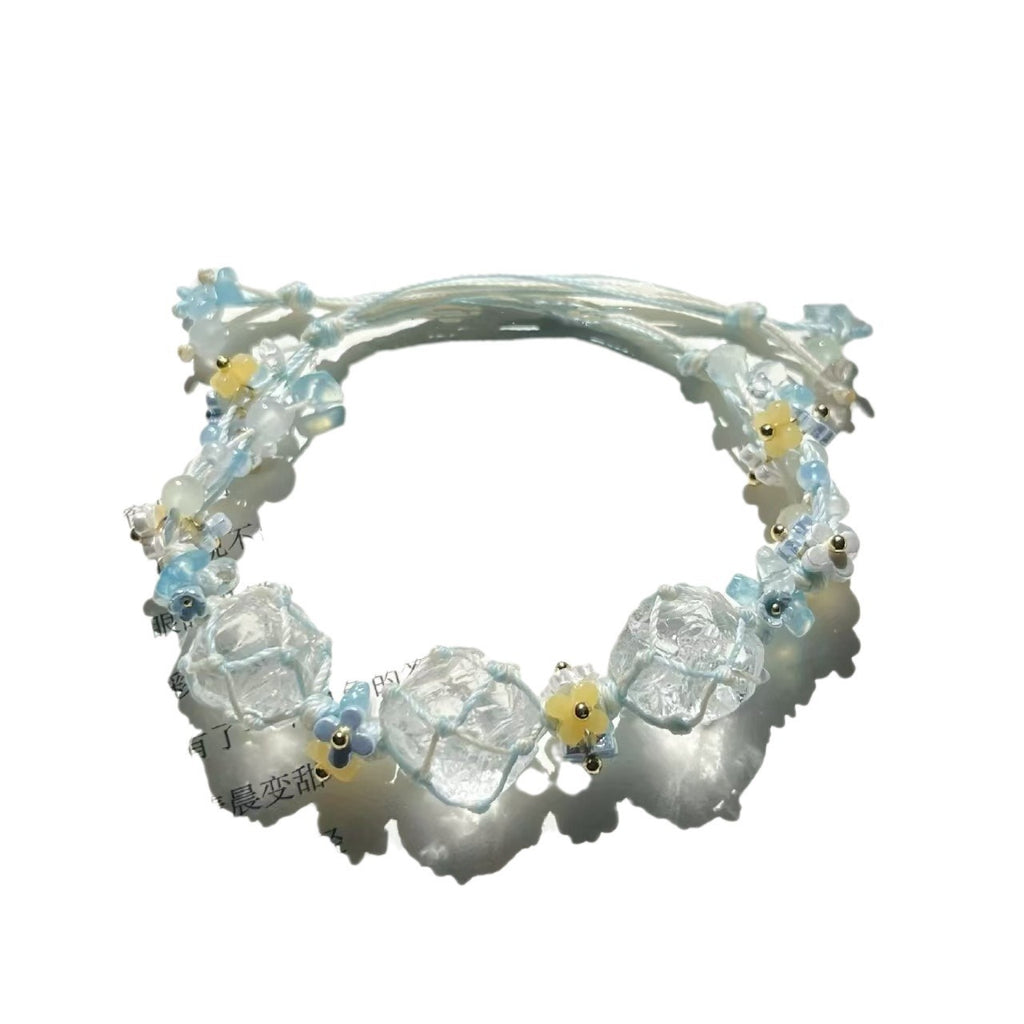 Handmade crystal flower garland bracelet