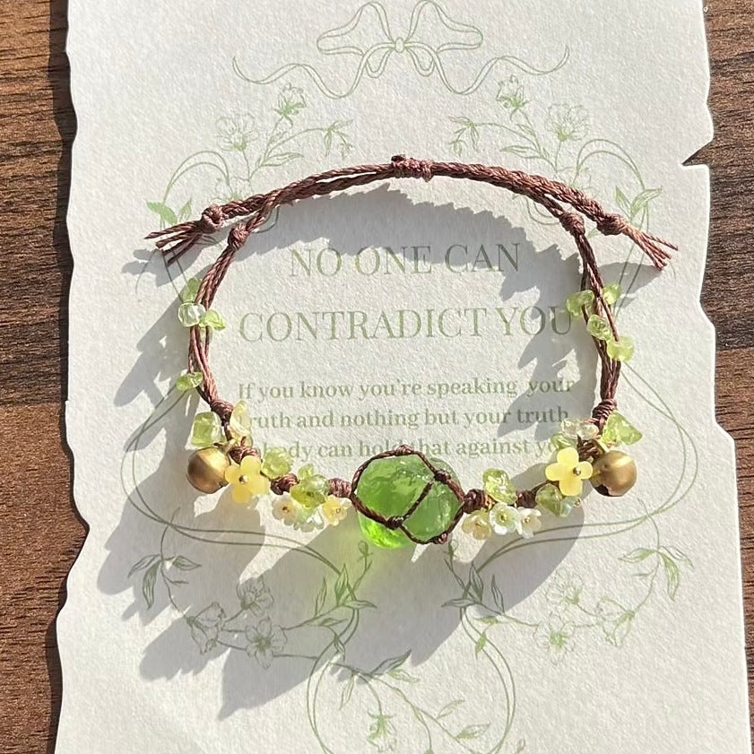 Original small fresh forest garland green fluorite bell braided bracelet