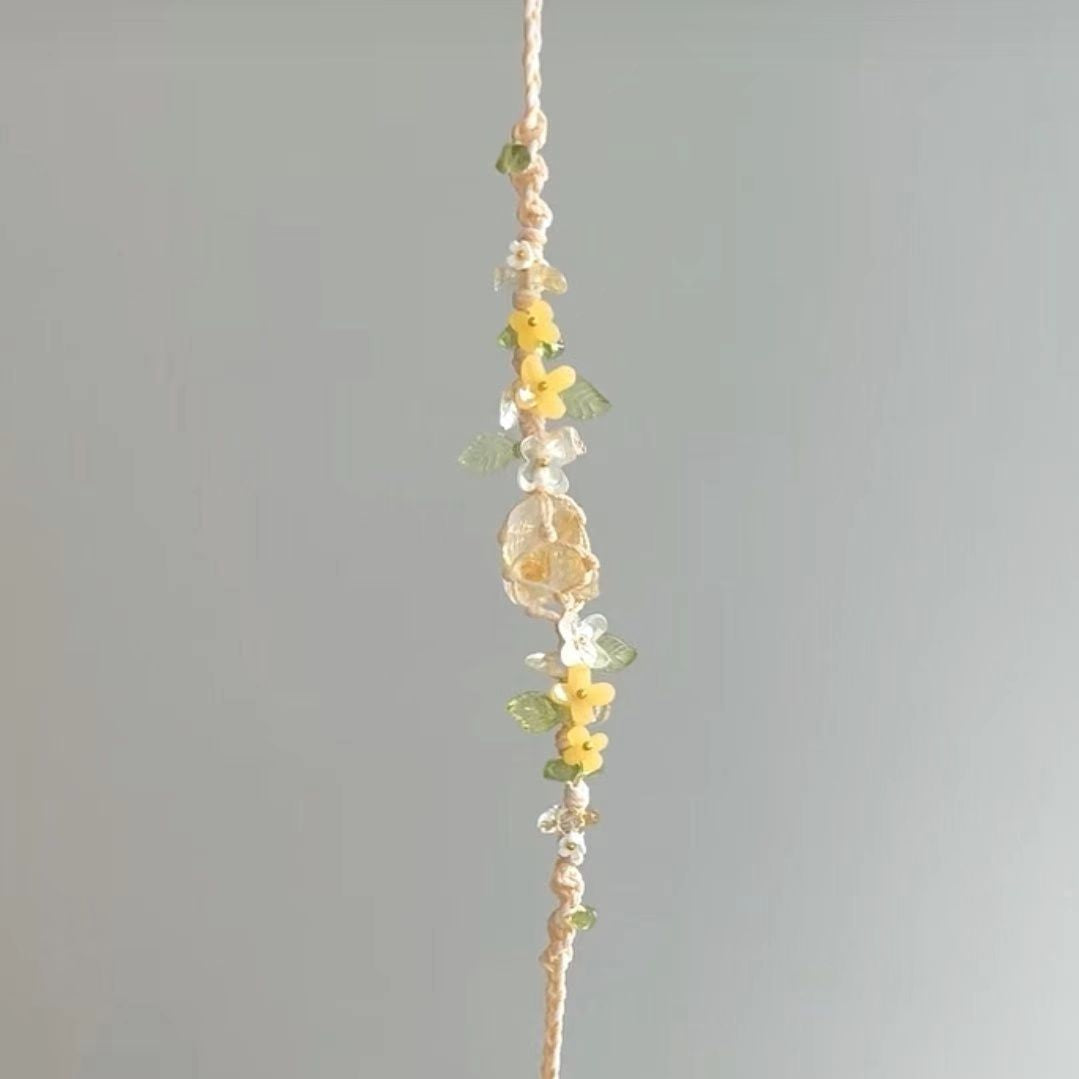 Original osmanthus impression crystal braided cord citrine raw stone bracelet