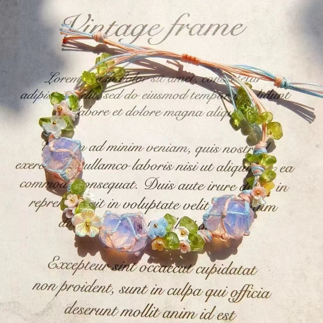Crystal garland bracelet collection - handmade braided bracelets