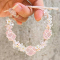 Pink crystal hand-woven rough stone bracelet