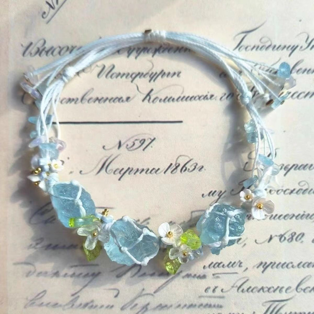 Small wreath raw stone ins bracelet crystal hand-woven mesh bag jewelry