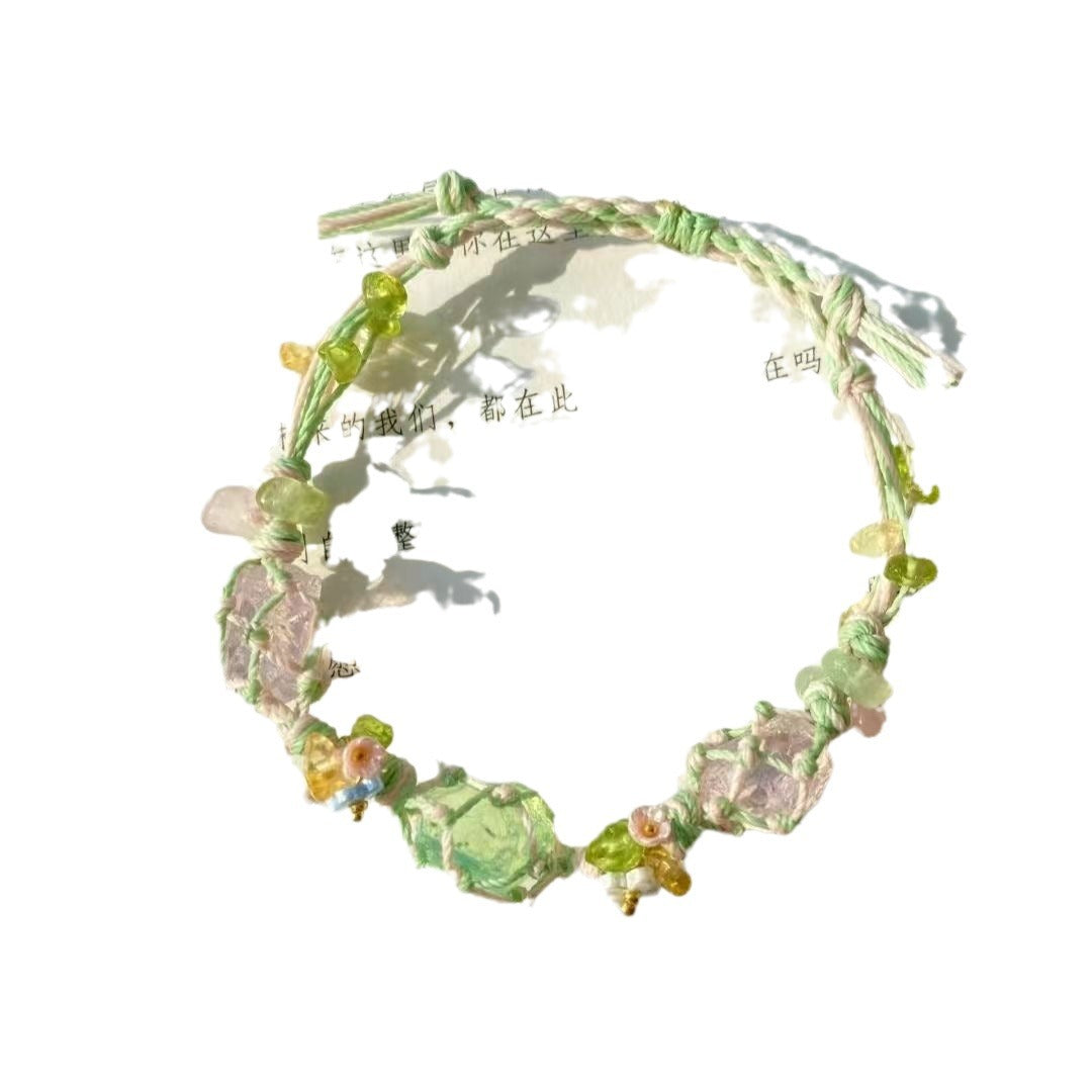 Crystal bracelet handmade diy braided raw stone new style bracelet