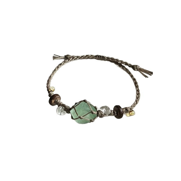 Original crystal green fluorite nature forest handmade braided bracelet