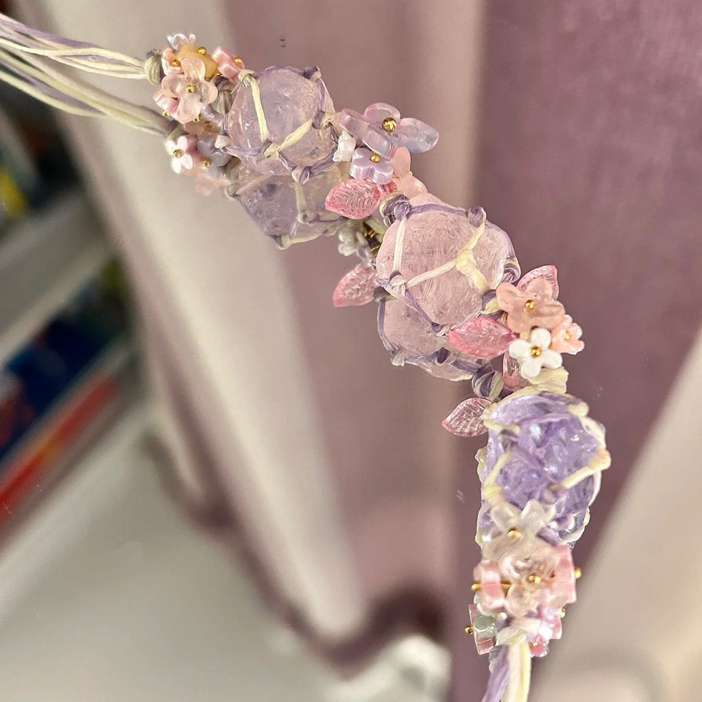 Crystal raw stone braided bracelet - fresh & chic summer style for girls - dopamine jewelry