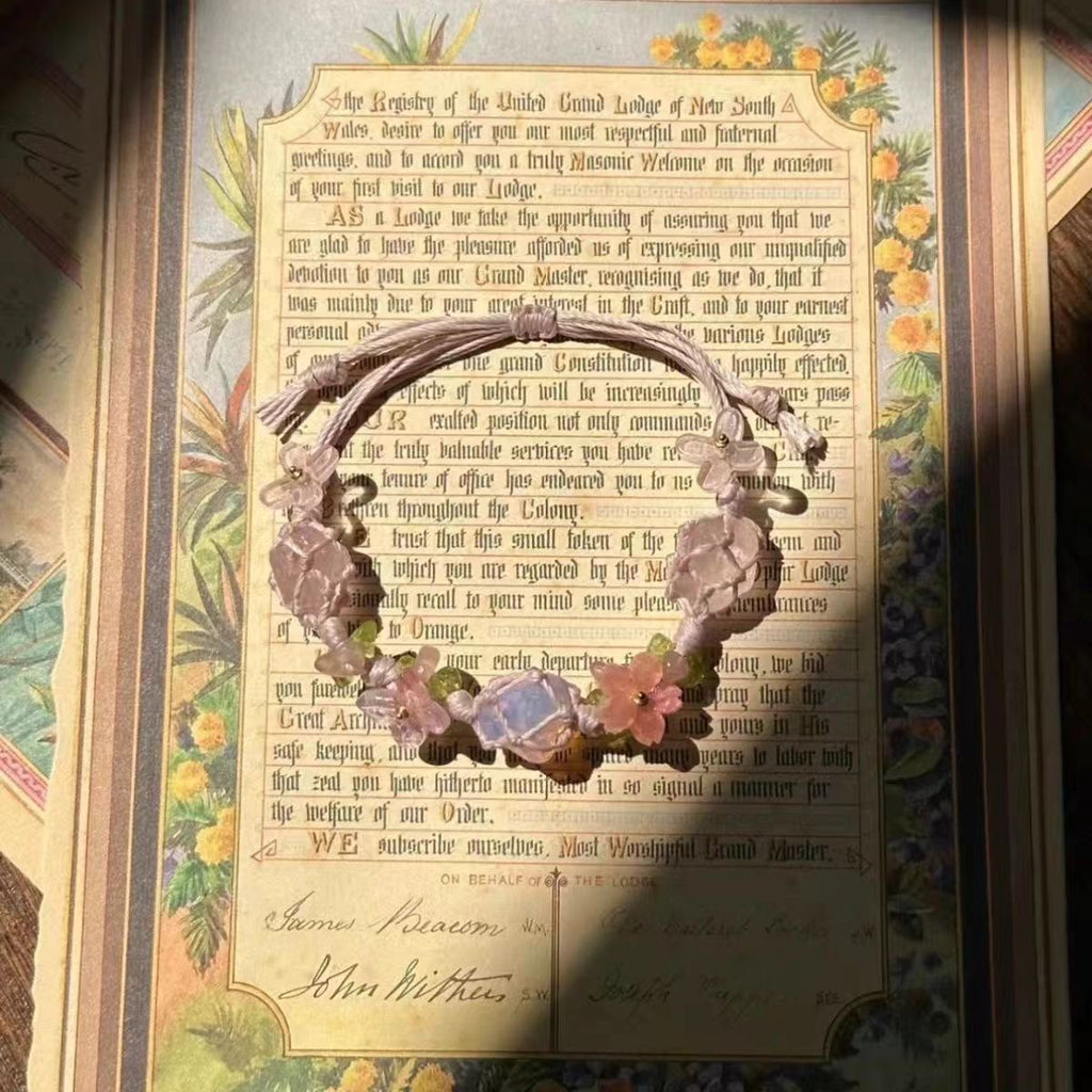 Handmade braided raw stone bracelet