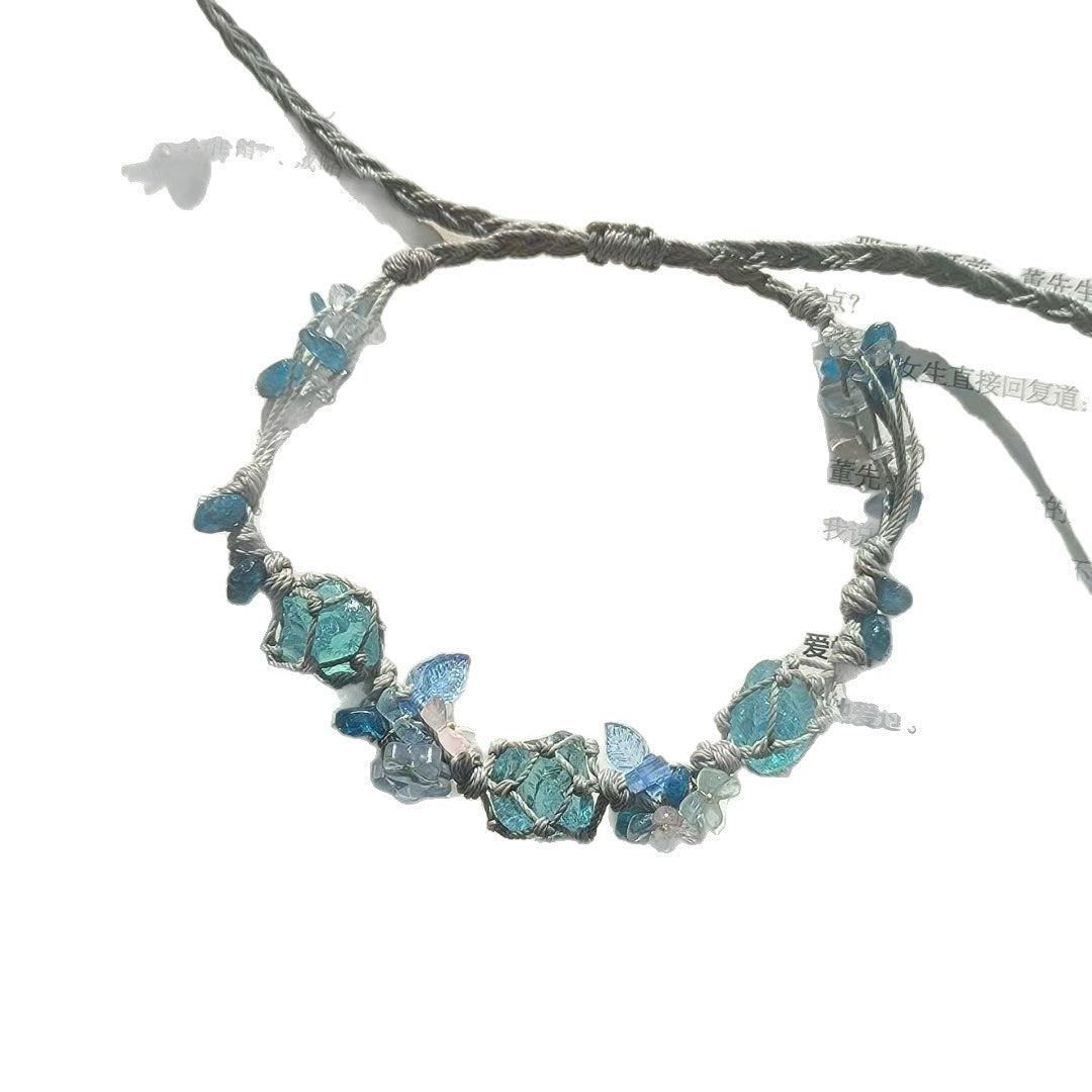 New handmade braided bracelet with raw stone accents