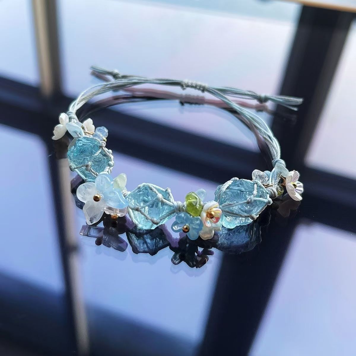 Original design crystal raw stone braided bracelet
