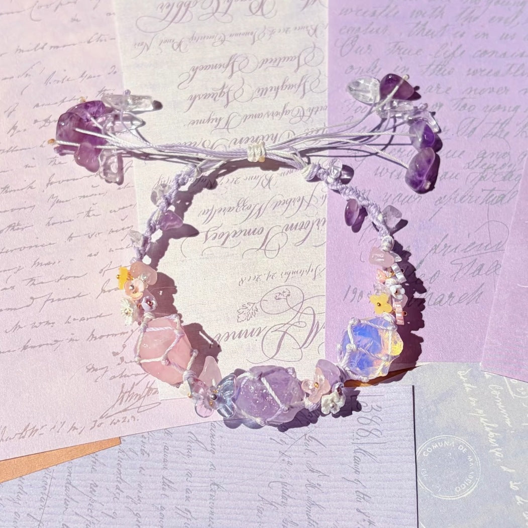 New purple crystal flower garland bracelet