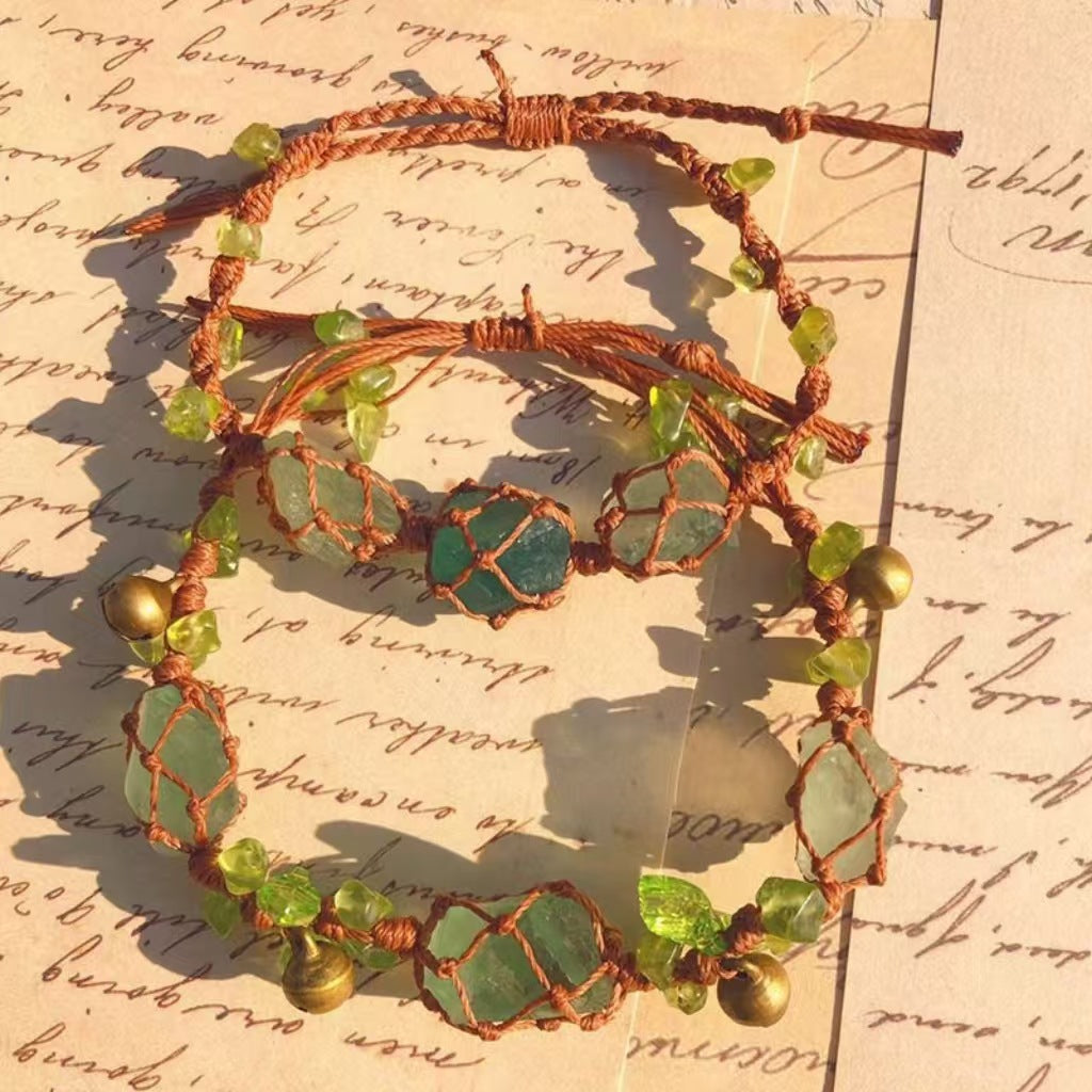 Handmade braided raw stone bracelet crystal