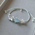 Aquamarine raw stone bracelet with butterfly design - original braided, minimalist, sweet style - couple's bracelet