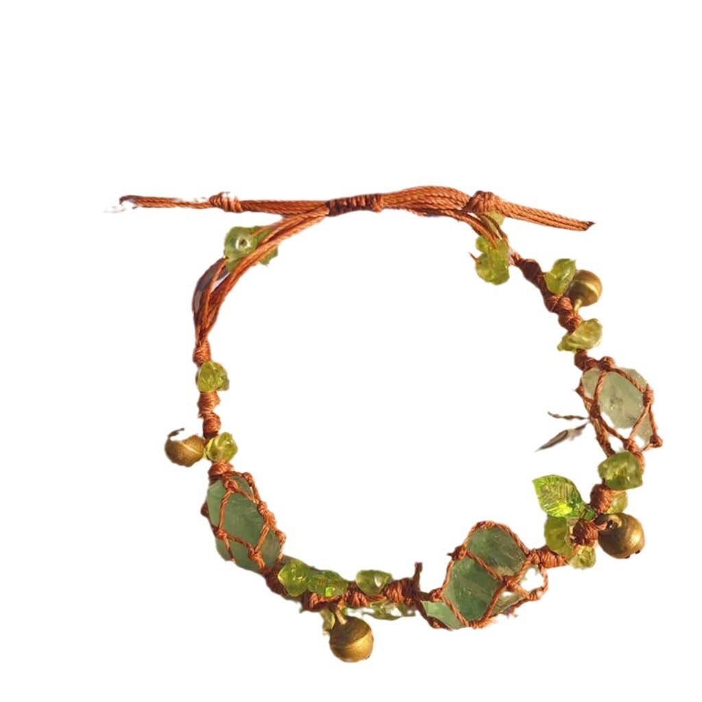 Handmade braided raw stone bracelet crystal