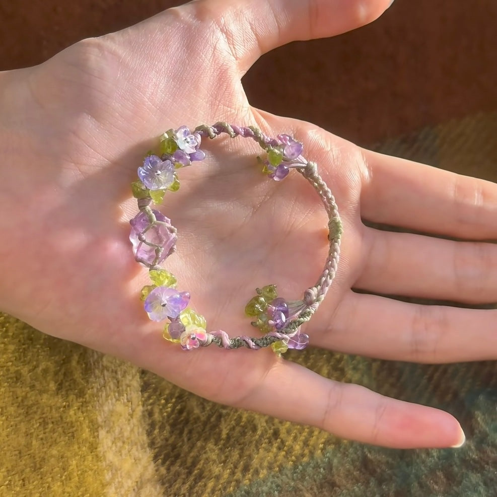 Original purple crystal braided rope bracelet