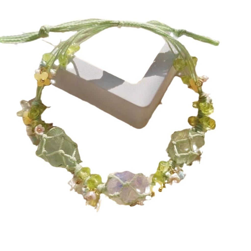 Early spring floral garland style new crystal bracelet handmade woven cord