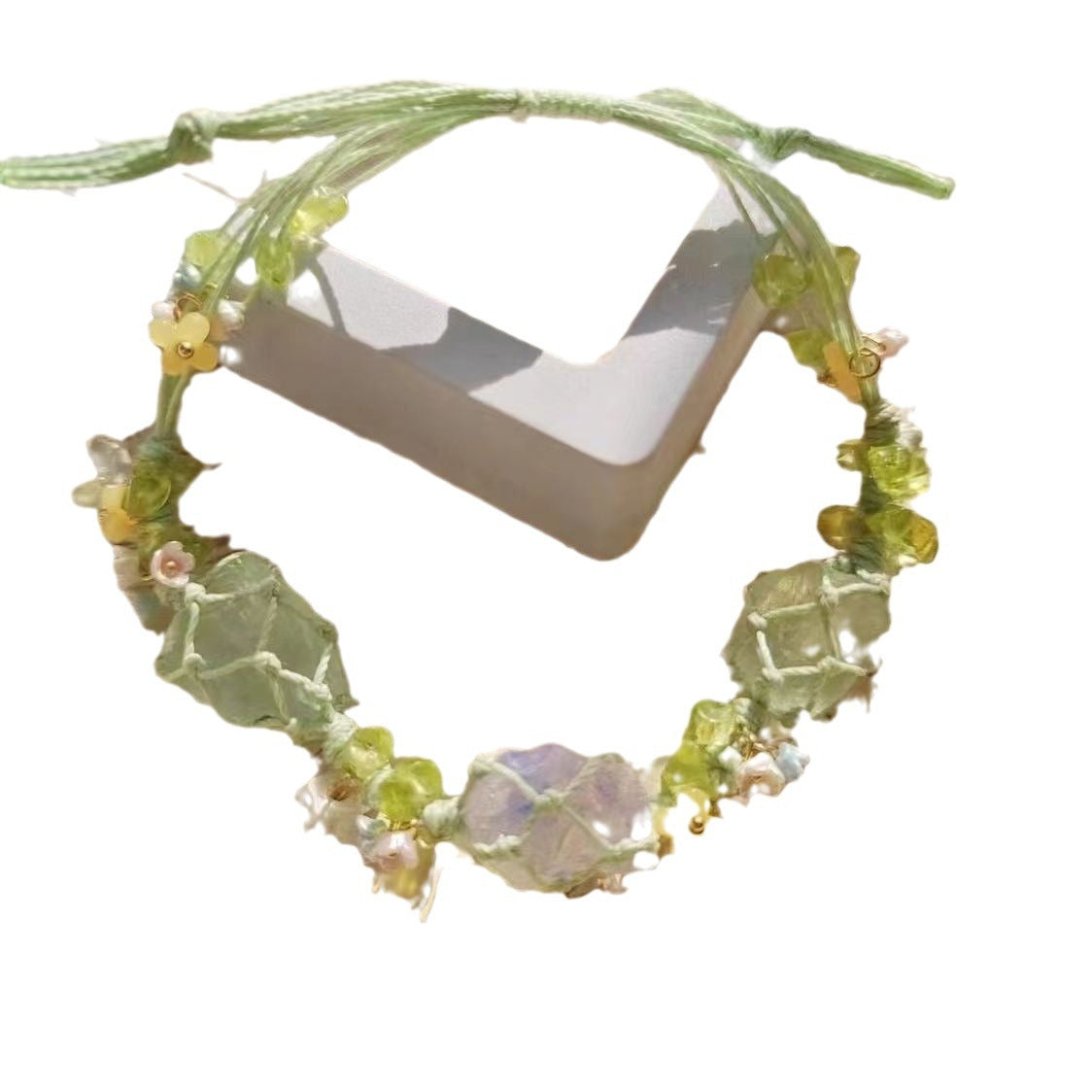 Early spring floral garland style new crystal bracelet handmade woven cord
