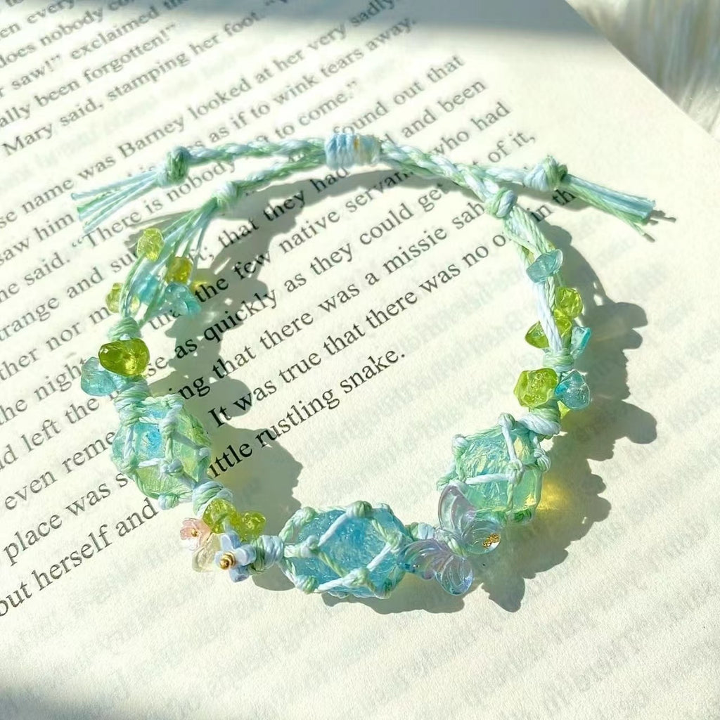 Original handmade braided crystal raw stone bracelet