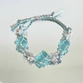 Blue crystal hand braided rope bracelet