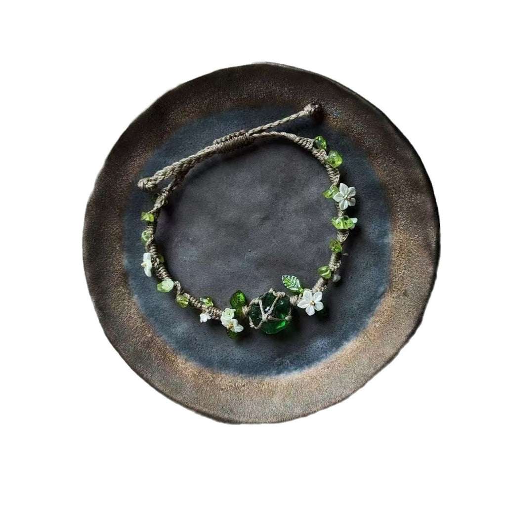 Crystal peridot handmade braided bracelet