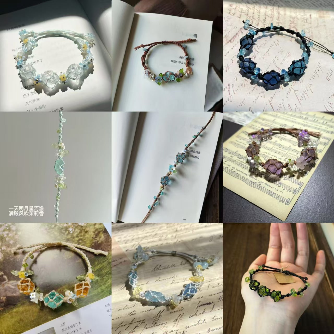Crystal garland bracelet collection - handmade braided bracelets