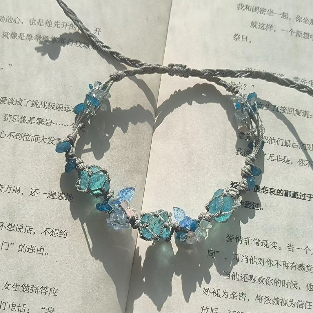 New handmade braided bracelet with raw stone accents
