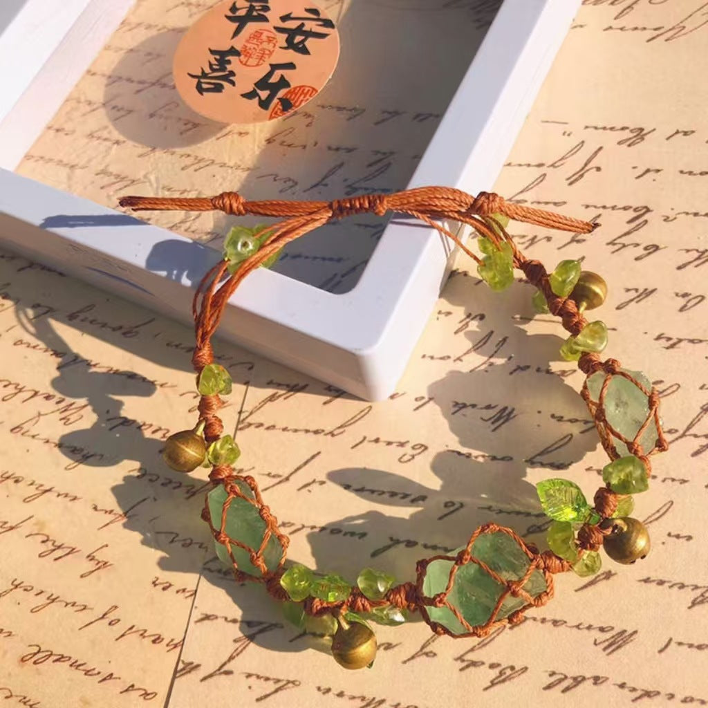 Handmade braided raw stone bracelet crystal