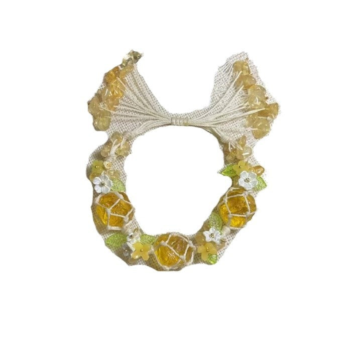 Yellow glazed glass bracelet hand-woven bracelet