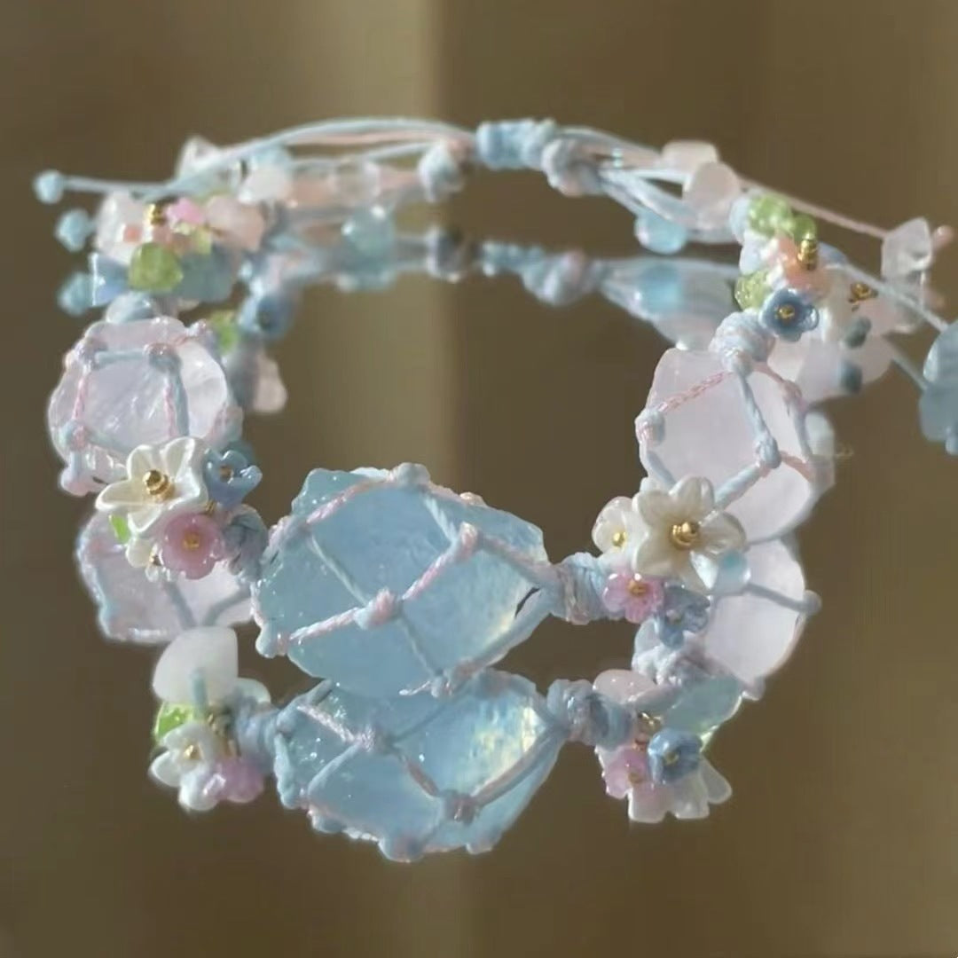 Little wish mori-style wreath handmade braided bracelet