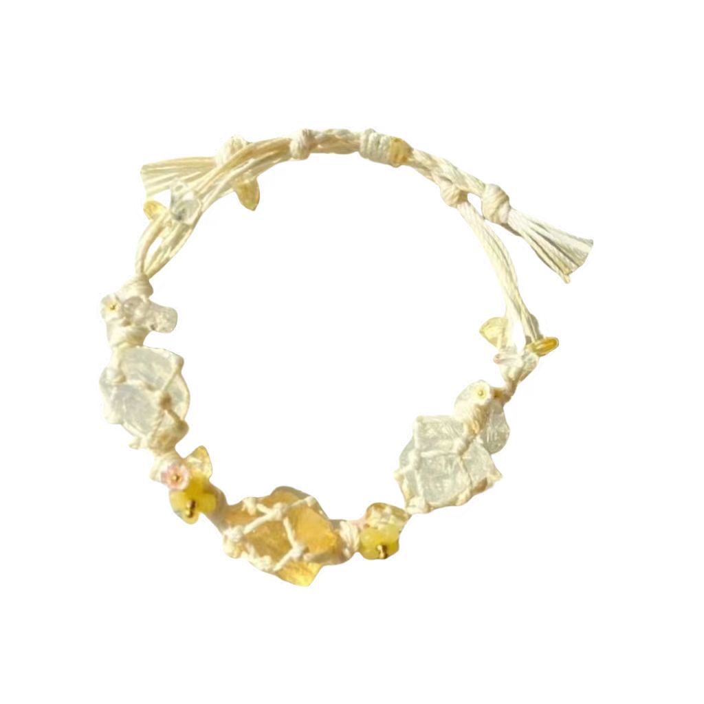 Handmade crystal raw stone bracelet