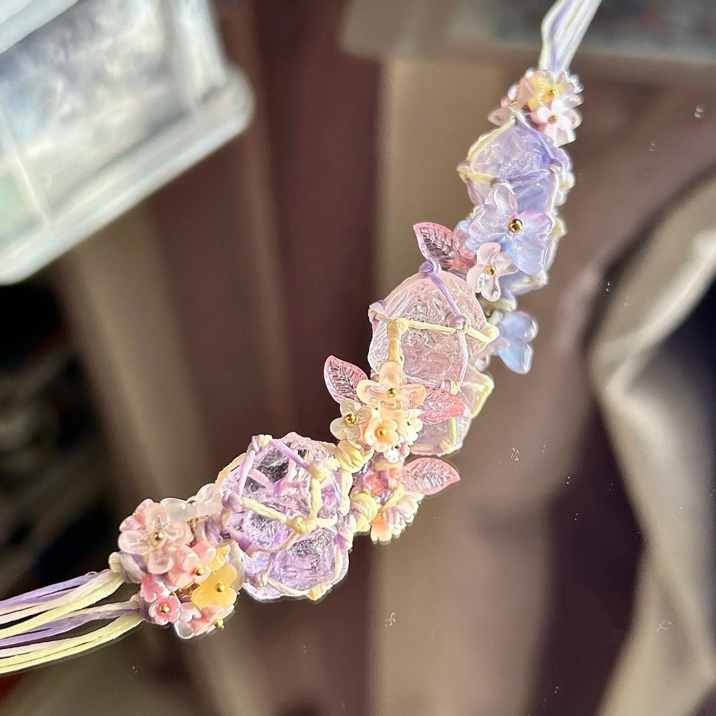 Crystal raw stone braided bracelet - fresh & chic summer style for girls - dopamine jewelry