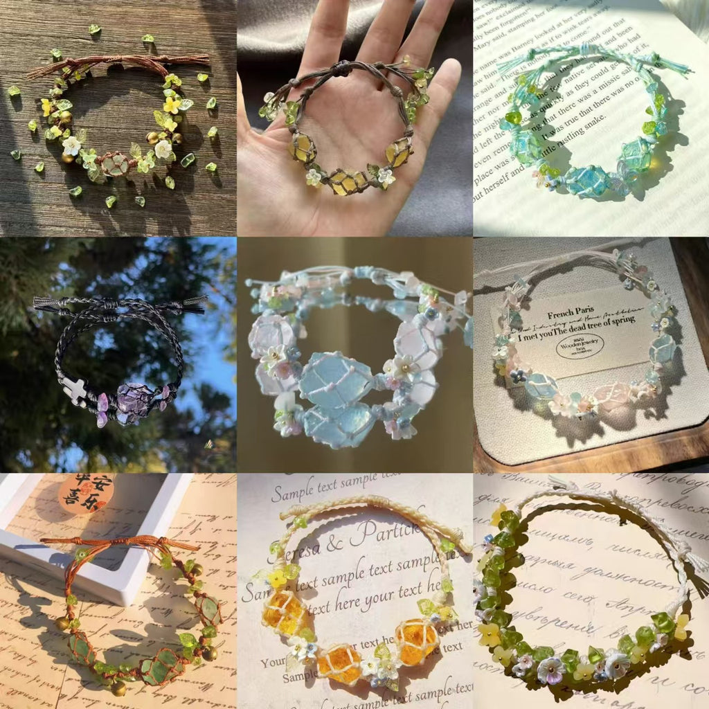 Crystal garland bracelet collection - handmade braided bracelets