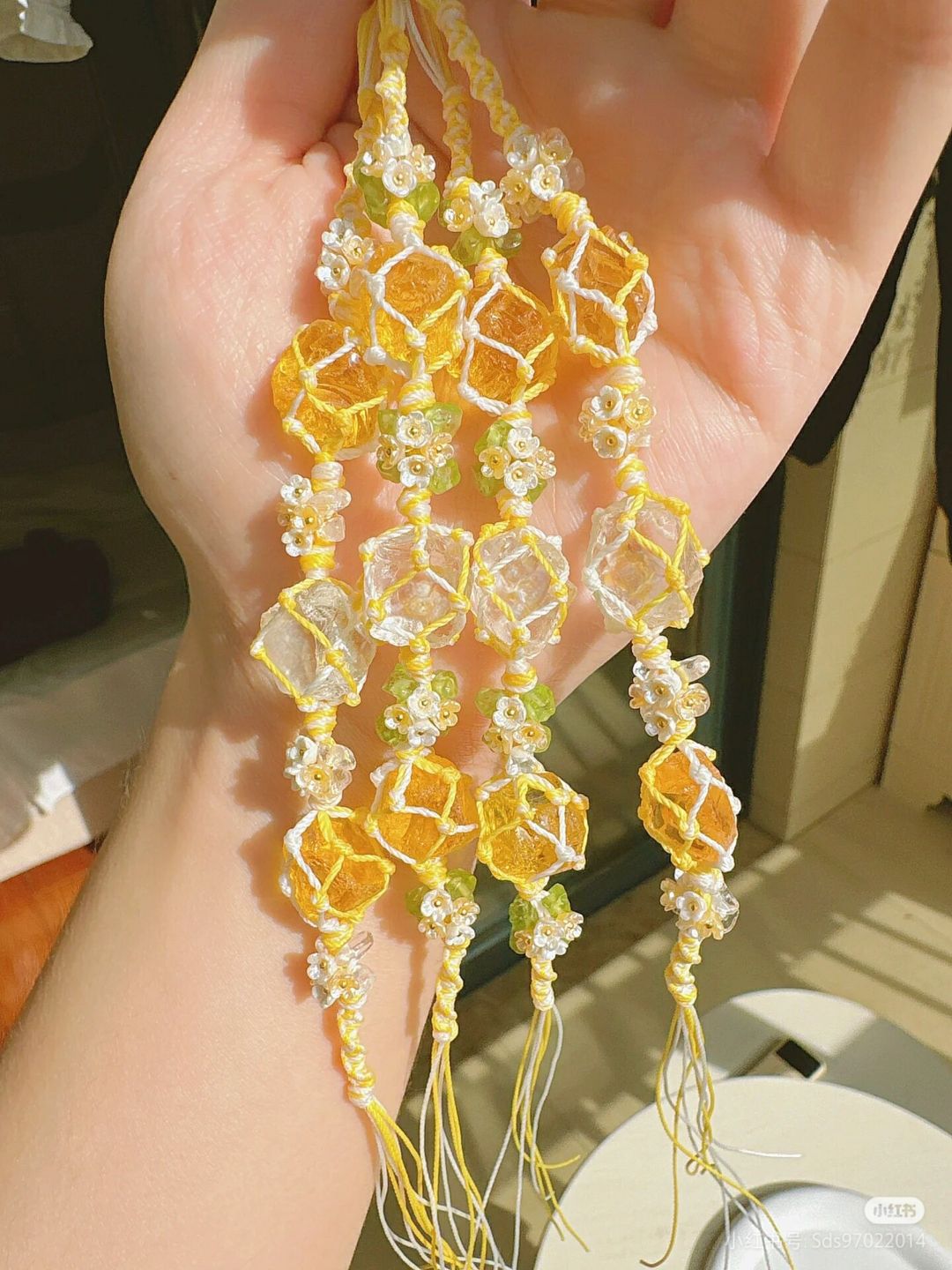 Citrine floral wreath bracelet - fresh, handmade braided bracelet