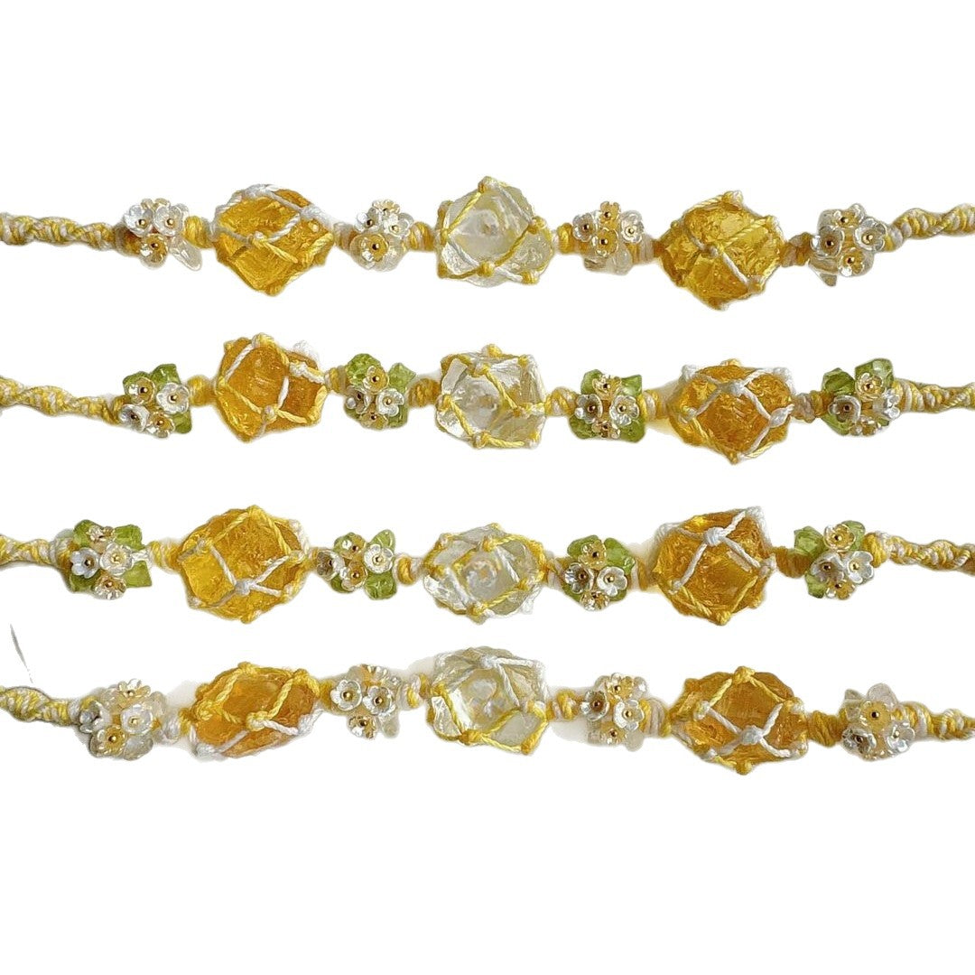 Citrine floral wreath bracelet - fresh, handmade braided bracelet