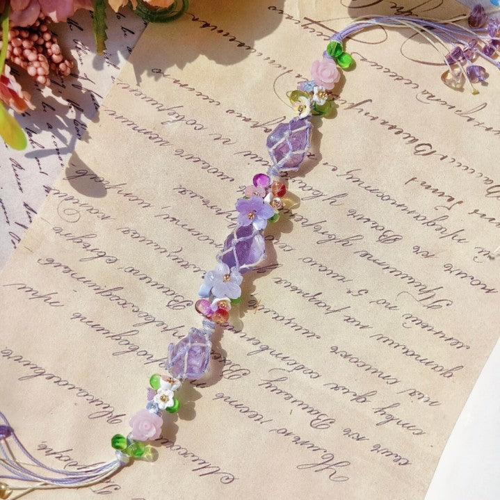 Original transparent purple crystal braided rope bracelet
