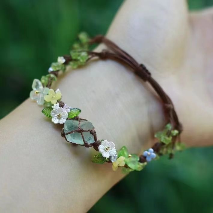 Green fluorite braided bracelet