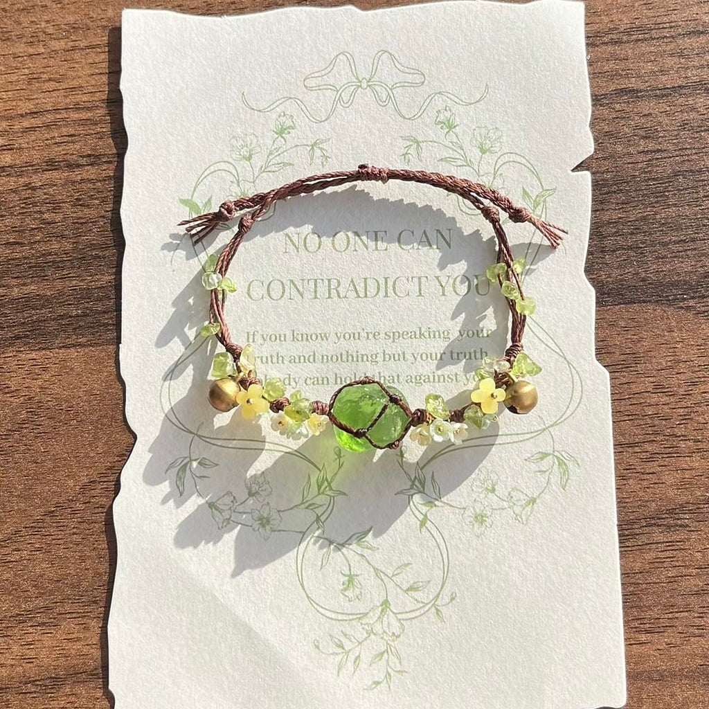 Original small fresh forest garland green fluorite bell braided bracelet