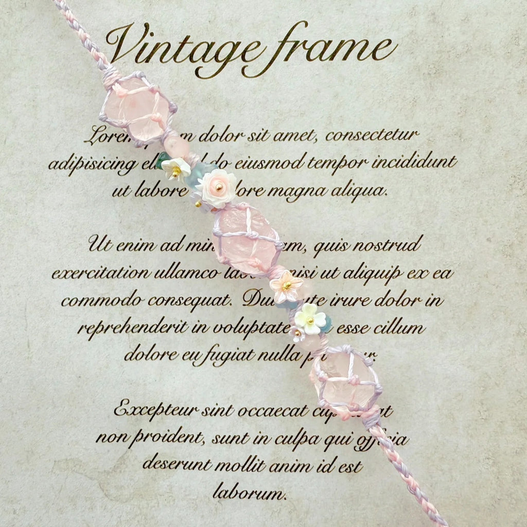 Handmade crystal braided bracelet - rose quartz peach blossom sweet charm