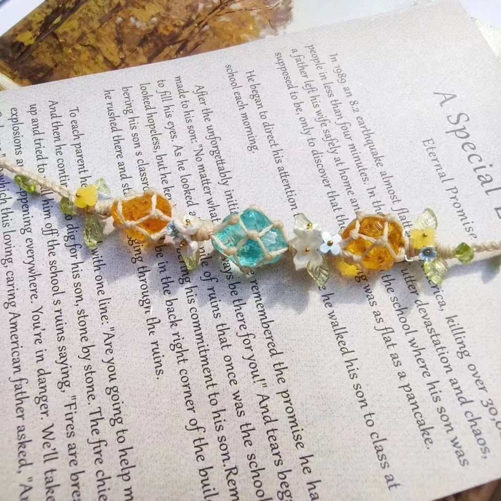 New chinoiserie raw stone bracelet original glazed crystal bracelet