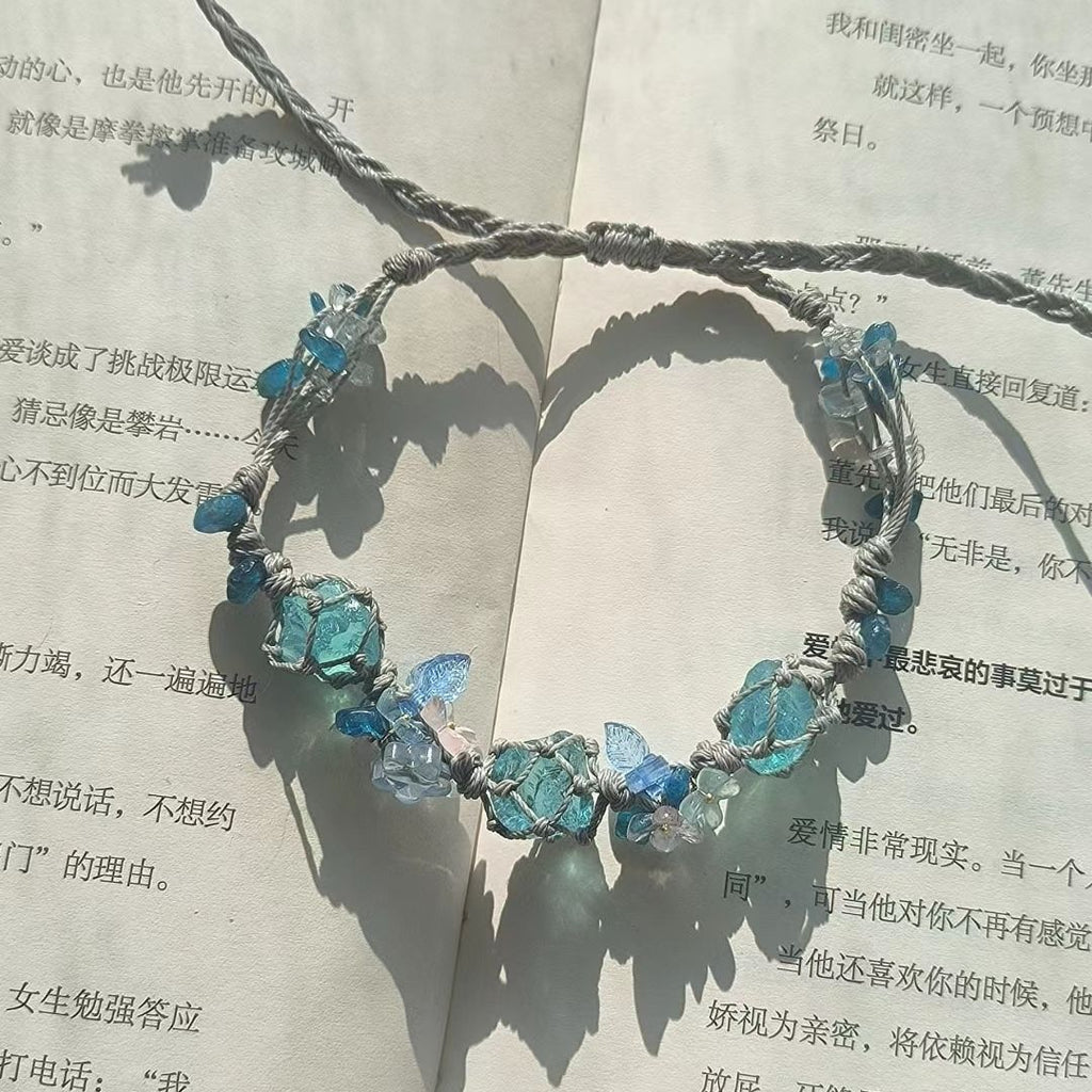 New handmade braided bracelet with raw stone accents