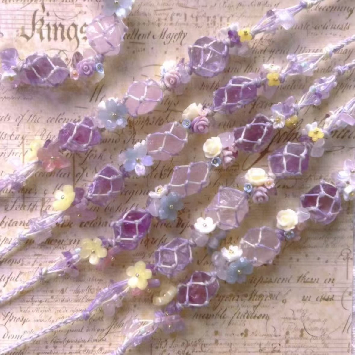 Crystal garland bracelet collection - handmade braided bracelets