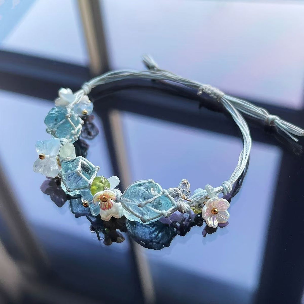 Original design crystal raw stone braided bracelet