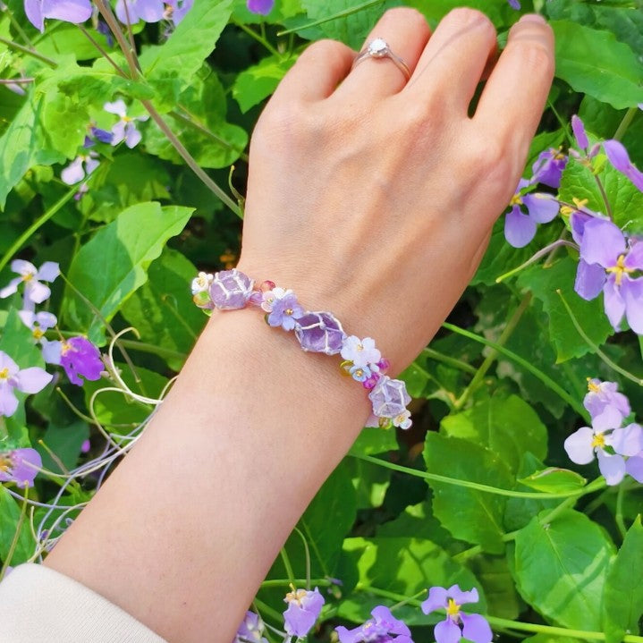 Original transparent purple crystal braided rope bracelet