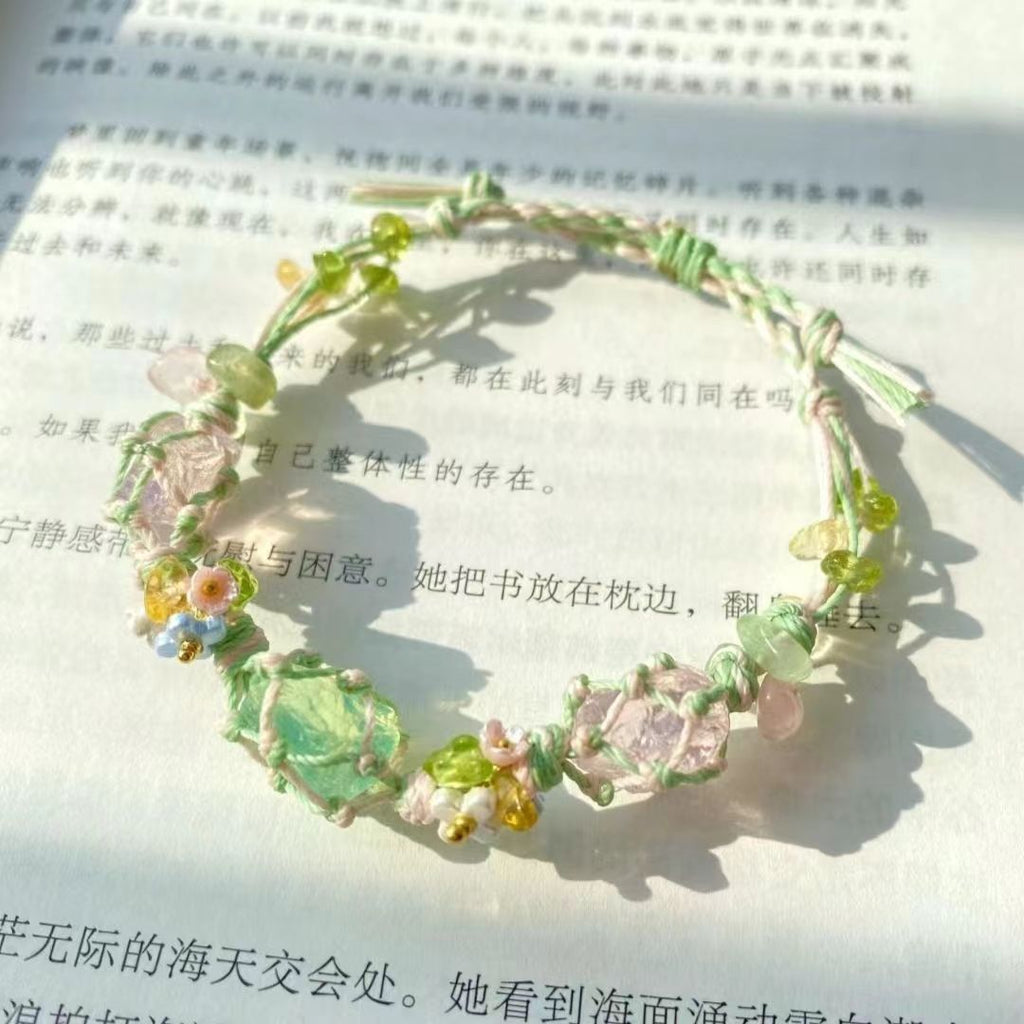 Crystal bracelet handmade diy braided raw stone new style bracelet