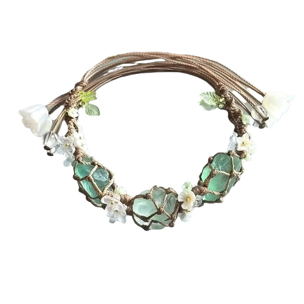 Original new design raw stone bracelet crystal hand rope